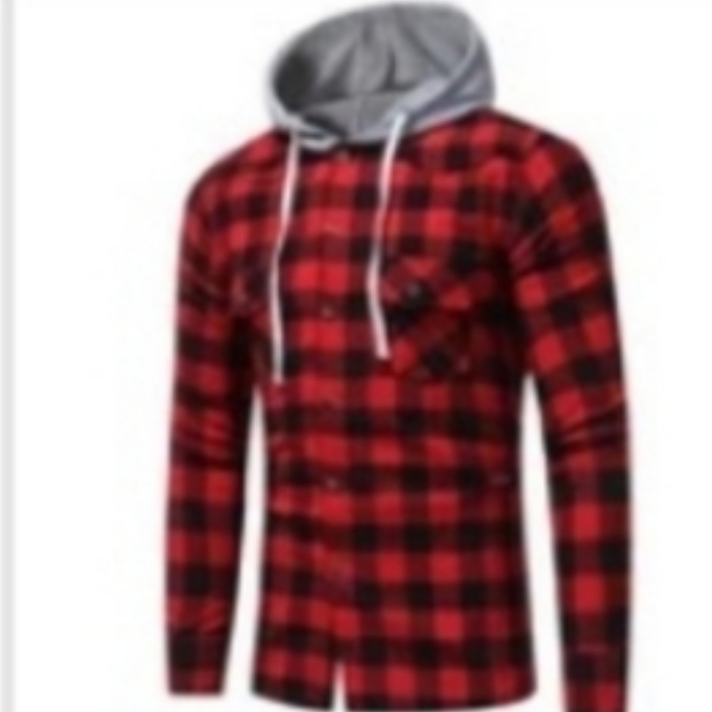 West Louis plaid check hooded shirt